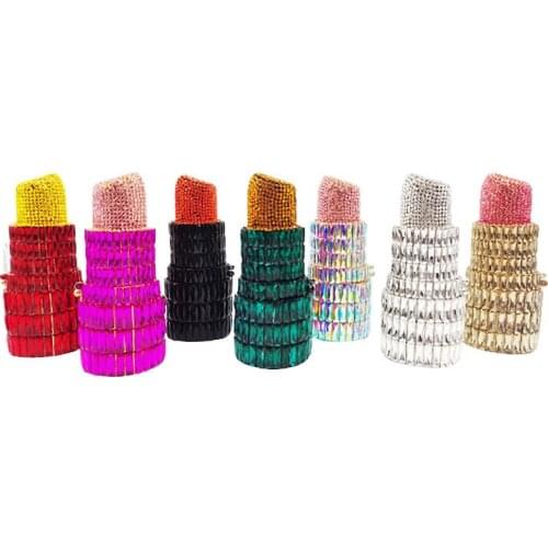 Fashionable Novelty Designer Handbags Women Mini Lipstick Clutch Crystal Evening Bags Wedding Purse Party Rhinestone Wallet