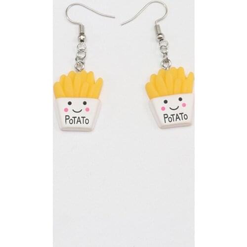 Fashion Resin kawaii food French fries potato chips earrings women girl drop dangle earring ear jewelry ornament jewellery