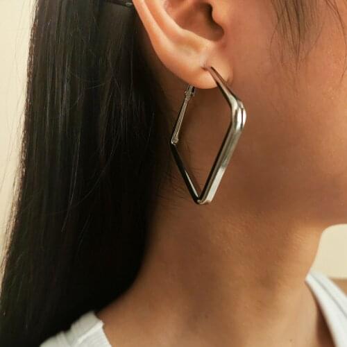 Fashion All-match Business Geometric Contour Earrings Simple Thread Ring Square Earrings Female Wedding Banquet Jewelry Gift