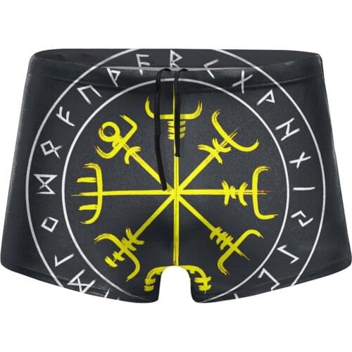 Men Norse swimwear Vegvisir Futhark Vikings Tee Compass Rune Protection shorts Boy for the sea Pool