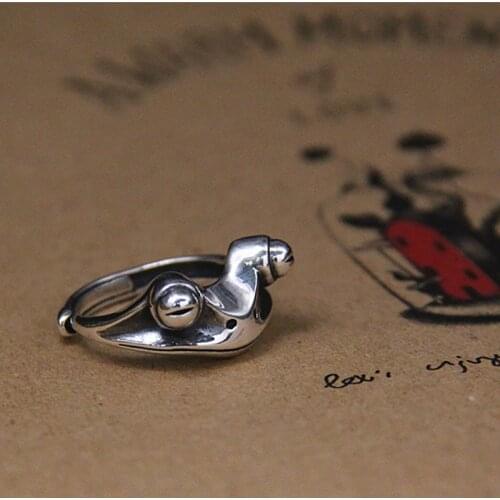 New S925 Bohemian frog with elegant design and artistic retro style without inlaid opening ring friend Gift Silver Jewelry