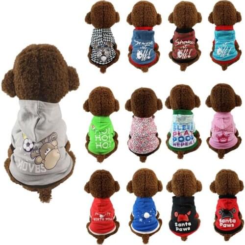 15 Types 4 Size Pet Clothes Dog Hooded T-shirts Clothes Cotton Chihuahua Pug Small Dogs Santa Costume for Cat Dog Outfit