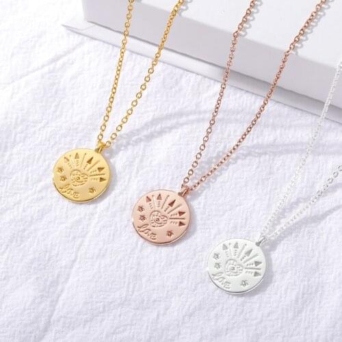 Round Carved Choker Necklace For Women stainless steel gold silver color Lover Necklace Pendant Bohemian Jewelry friend gift2020