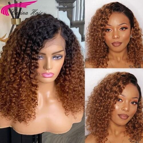 Ombre Highlight Color 13X4 Lace Front Human Hair Wigs Curly Human Hair Wig Blond Lace Frontal Wigs For Women Human Hair