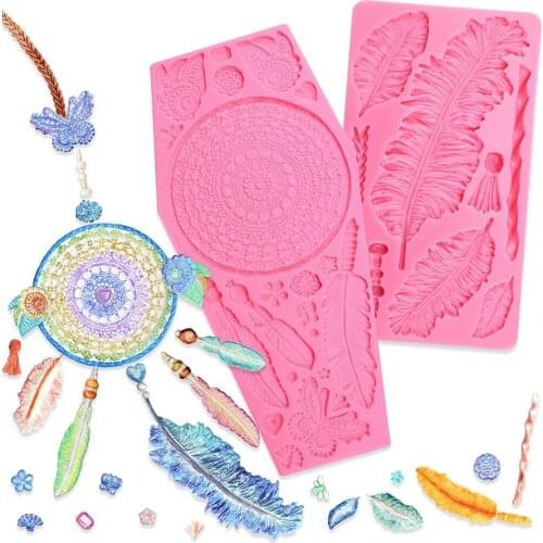 Feathers Cake Border Silicone Molds Wedding Cake Decoration Fondant Mold DIY Cupcake Decrating Candy Chocolate Gumpaste Mould