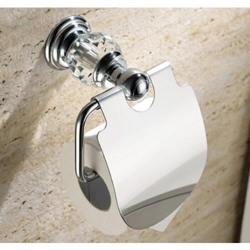 Excellent crystal & brass chrome paper box roll holder toilet chrome paper holder tissue box GY004