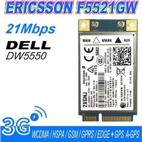 Unlocked DW5550 F5521gw Ericsson Wireless 3G Mini PCI-E Card for Dell WCDMA HSPA WWAN Mobile Broadband HSPA 3G Module Card GPS