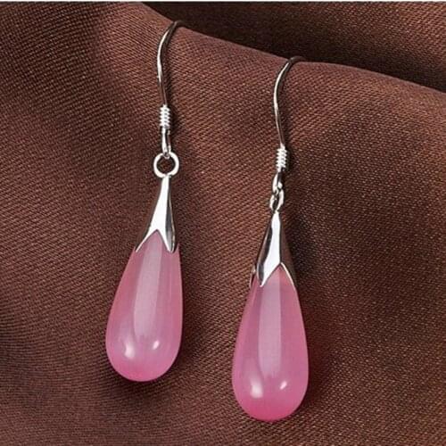 Natural Red Opal Hand Carved Drop Earrings Fashion Boutique Jewelry Mens and Womens Powder Crystal Drop Earrings