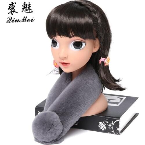 Natural Fur Scarf For Girls Children Winter Scarves with Pompom Cute Warm Ring Boy Fur Scarf New Real Rabbit Fur Scarves for Kid