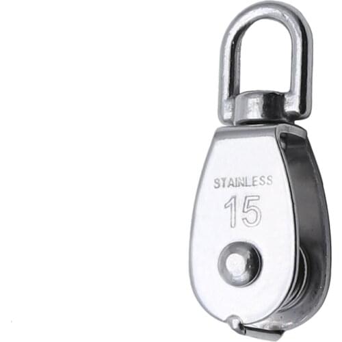 Stainless Steel M15 Pulley Steel Wire Pulley Single Wheel Swivel Lifting Rope Pulley Block For Wire Rope Durable Gravity Skating