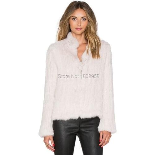 SJ406 Newest Style Knit Fur Jacket Australia Same Style Hot Sale 1*1 Knit Real Furs 2019