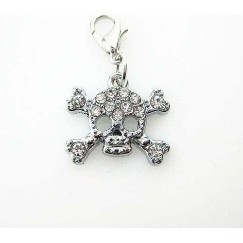 Rhinestone 20pcs Crystal Skull Dangle Charms Lobster Clasp Charms Diy Jewelry Accessory for Bracelets Pendants Hanging Charms