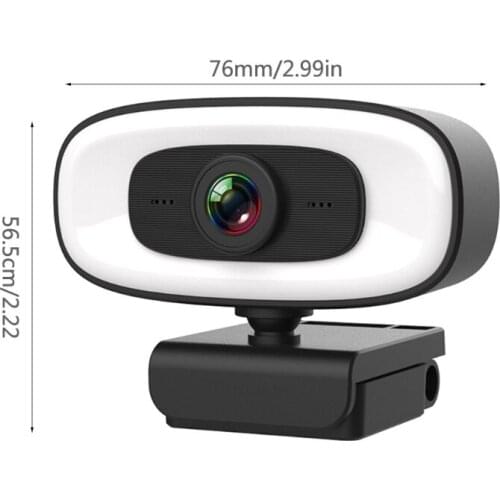 F19E 2K USB Web Camera for PC Computer Beauty Auto Focus Free Drive Web Cam W/ Microphone/ 3 Gear Fill Light for streaming