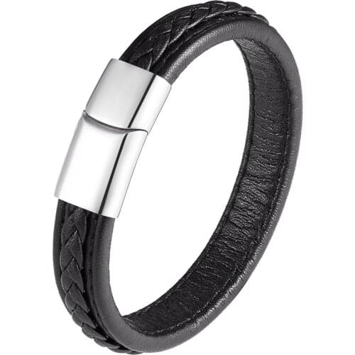 Vintage Charm Bracelet Men Stainless Steel Bracelets Bangles Leather Bracelet Ladies Fashion Casual personality pulseira TZ229