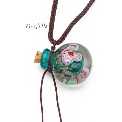 Yingwu Fashion Flower Pendant Necklace Lampwork Glass Pendant Ropes Necklace Essential Oil Diffuser Bottle Perfume Bottles