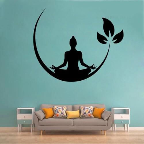 Yoga Meditation Wall Stickers Vinyl Buddhist Zen Yoga Decal For Bedroom Living Room Home Sticker Decor Art Removable Mural CN096