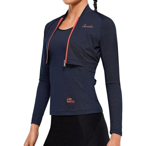 Santic Womens Cycling Jersey Vest Short Sleeve Summer Long Sleeve Tops Bike Shirts Breathable Sunscreen Jersey Suit