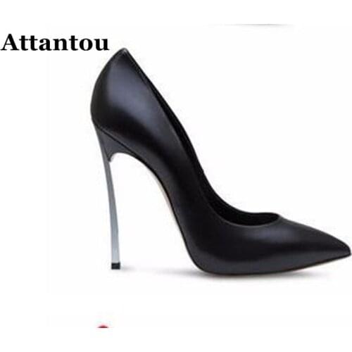 Attantou New European Style Sexy Women High Heels Pumps Shallow Mouth Pointed Toe Stiletto High Heels Banquet Party Stage Shoes