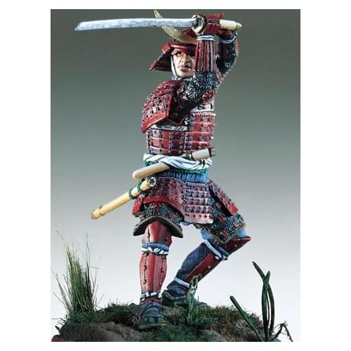 1/32 54mm Samurai Warrior, ancient Period red coat 54mm toy Resin Model Miniature Kit unassembly Unpainted