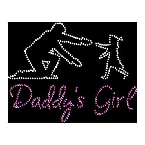 2pc/lot Daddys Girl Rhinestone Transfer applique patches sticker Hotfix iron on crystal transfers design iron on patches
