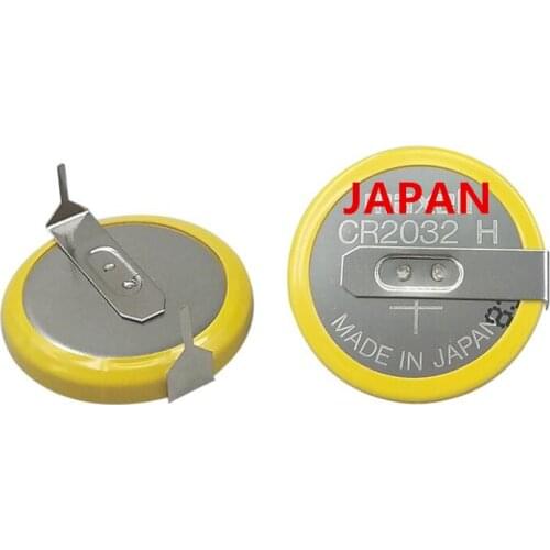 2PCS JAPAN CR2032H button battery 3V horizontal welding feet 20mm two pitch CR2032 CR2032 H