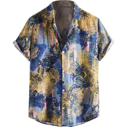 2021 Summer Mens Hawaiian Shirt Male Casual Printed Beach Shirt Shirts Short Sleeve Plus Size Shirts For Men Мужская Одежда