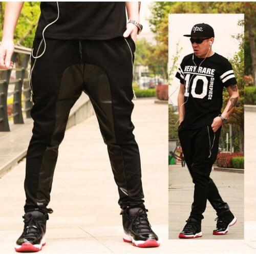 27-44 New 2017 Mens clothing GD Hair Stylist fashion Hiphop street leather stereo patchwork leather pants plus size costumes