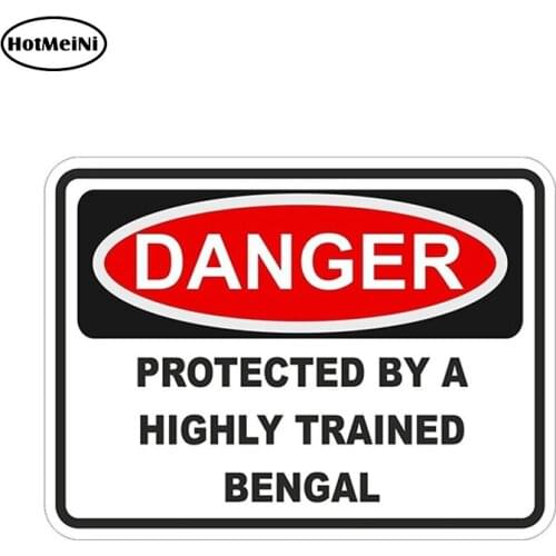 HotMeiNi 13cm X 10cm Danger Protected By Bengal Warning 3D Car Sticker Cat Pet Aufkleber JDM Car Styling Accessories