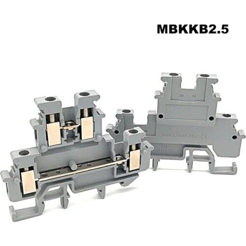 5Pcs MBKKB2.5 Din Rail Dual Row Screw Terminal Blocks Electrical Wire Double Morsettiera Terminals Block Connector Bornier 24A