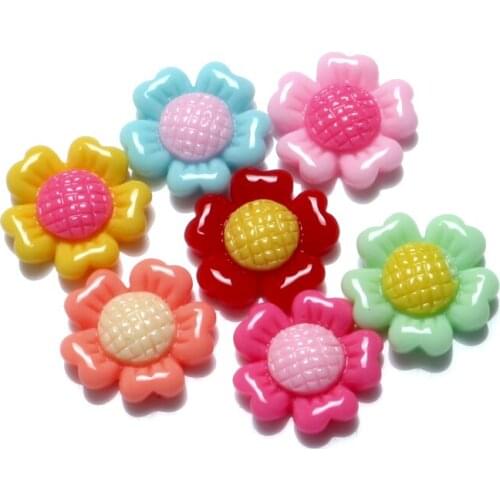 50Pcs Mixed Resin Sun Flowers Decoration Crafts Beads Flatback Cabochon Scrapbooking DIY Embellishments Kawaii Diy Accessories