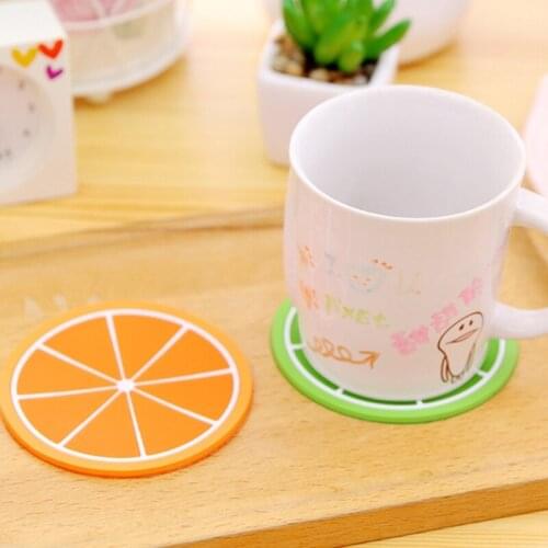7pcs/set Creative Coaster Fruit Shape Silicone Cup Pad Anti-slip Heat Insulation Cup Mat Pad Hot Drink Holder Tableware Placemat