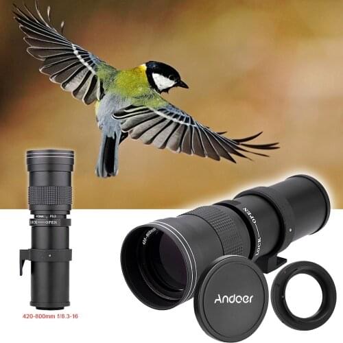 Andoer F/8.3-16 Super Telephoto Manual Zoom Lens with T-Mount T/T2 Adapter Ring for Canon EOS 760D 750D 7D2 5D3 5DR 5DRS DSLR