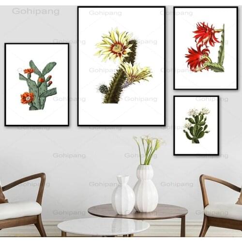 Canvas Painting Watercolor Cactus Flower Tropical Plants Wall Art Posters and Prints Nordic Wall Pictures for Living Room Decor
