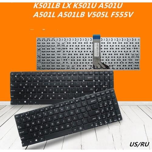 Laptop English Russian Keyboard For Asus K501LB LX K501U A501U A501L A501LB V505L F555V notebook Replacement layout Keyboard