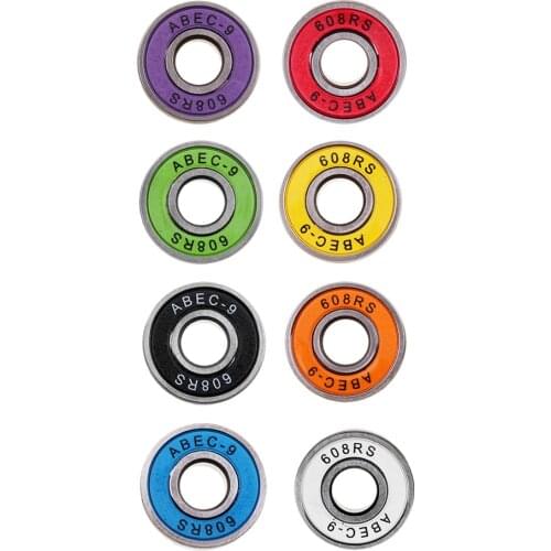 Lot 8 Frictionless Abec 9 Skateboard Roller Skate Bearings 608-RS 8x22x7mm