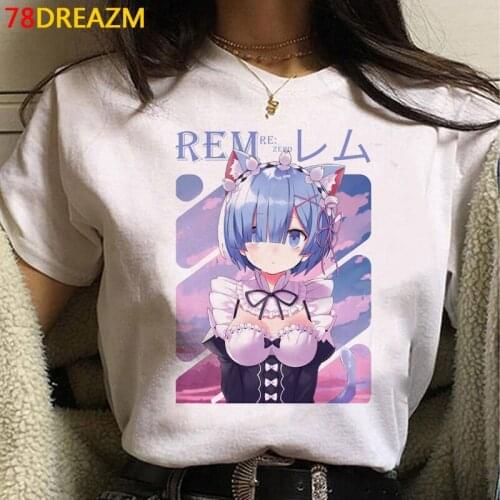 Re Zero Kara Hajimeru Isekai Seikatsu summer top women white t shirt print casual tumblr kawaii summer top vintage
