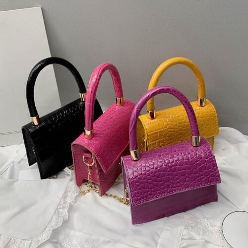 Mini Small Crossbody Square bag for Women Leather Portable Handle Totes Chain Ladies Messenger Pouch Female Solid Color Handbag