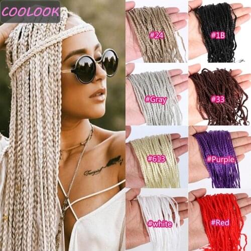 Micro Zizi Braids Crochet Hair 28Inch Long Thin Box Braids Hair Ombre Synthetic Crochet Braiding Hair Extension Pink Purple Gray