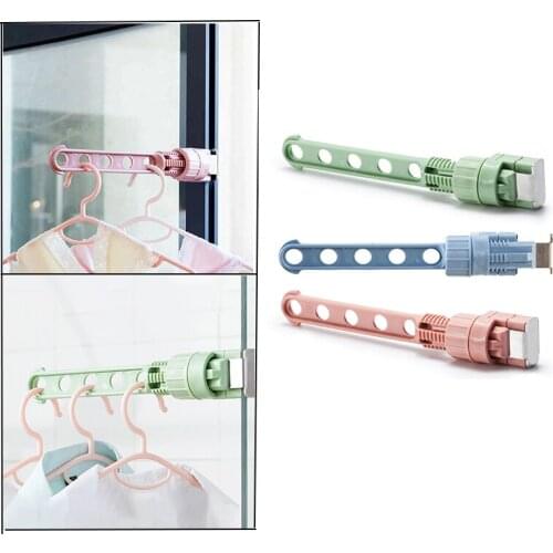 Multifunctional Window Frame Clothes Drying Hanger Support 5 Holes Window Drying Rack Bathroom Indoor Hanging Clothes Rail