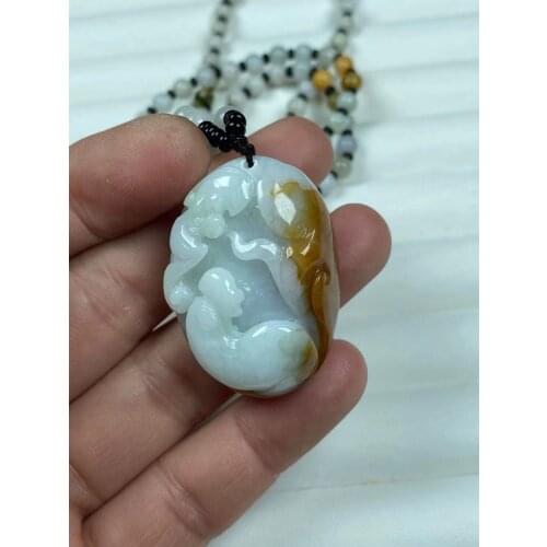 Natural 7A Myanmar jade Handcarved jade flower green jade pendant jade necklace men pendants jewelry jade necklaces