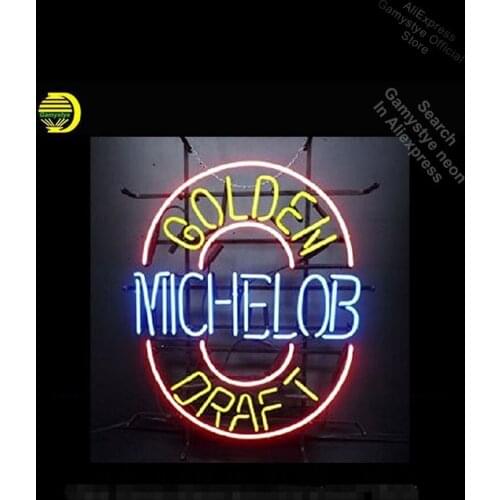 Neon Sign for Michelo Beer Golden Draft Neon Tube sign handcraft Commercial windows Neon Flashlight sign Tube Neon Shop Bar Neon
