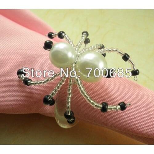 Bulk cheap pearl beades napkin ring, acrylic wedding napkin holder