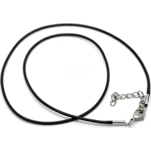 Doreen Box Black Wax Cord Necklace White K Lobster Clasp Necklace Eatain Chain Fashion Jewelry for Men Women 47cm - 45cm, 20 PCs