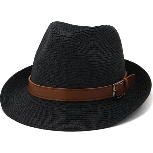 White Beige Beach Sun Hat Mens Summer 2021 Short Side Fedora Hat Panama Straw Jazz Hat Ladies Sun Hat Small Round Hat