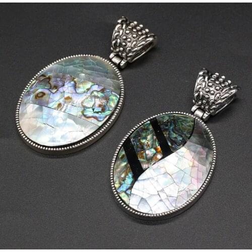 Natural Abalone Shell Pendant Multiple Styles Egg Shape Shell Pendant Charms for Women Jewelry Necklace Exquisite Gift 42x75mm