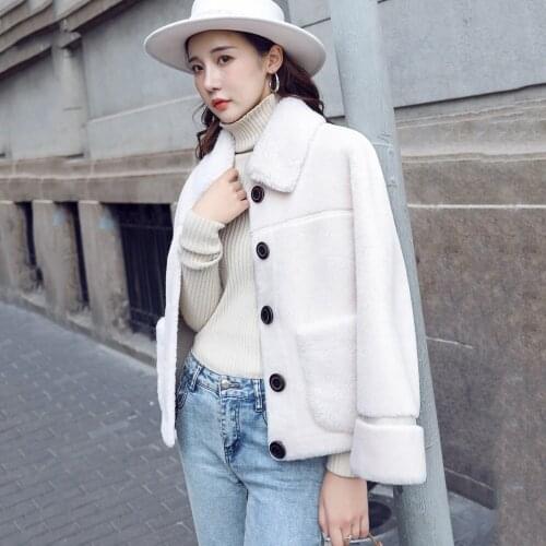 Plus Size Casual Jacket 2019 Autumn Clothing Fashion Loose Long Sleeve Sheepskin wool-one Coats Women