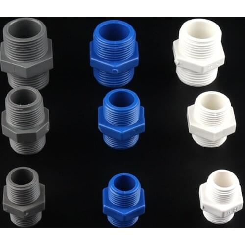 4pcs 1/2,3/4,1Inch Male Thread PVC Straight Connectors Home Garden Irrigation PVC Pipe Fittings White/Blue/Grey PVC Joints