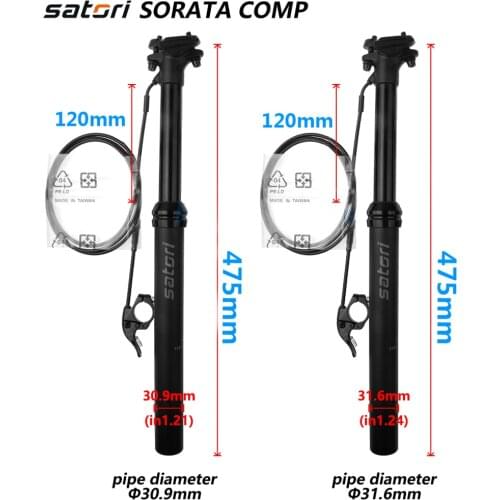 2019 New Satori Adjustable Bike Seatpost Travel 125mm 30.9 31.6mm Remote control bicycle Seat Post 440mm for comfort saddle