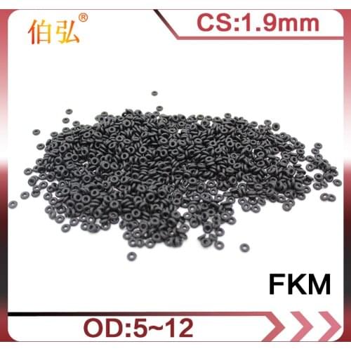 10PCS/lot Rubber Ring Black FKM/Viton O ring Seal 1.9mm Thickness OD5/6/7/8/9/10/11/12mm Rubber O-Ring Seal Oil Ring Gasket
