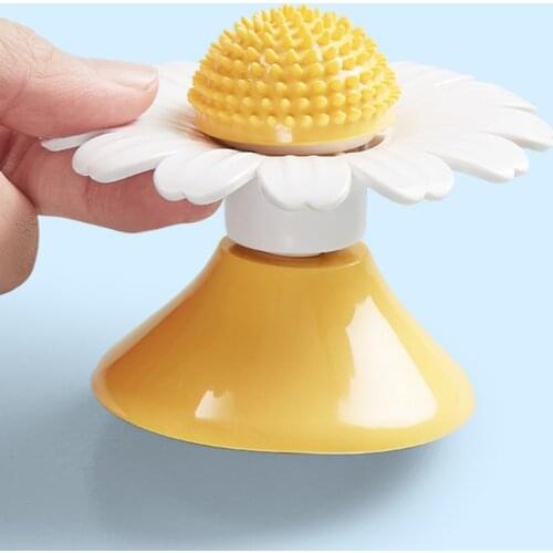 Interactive Cat Toy Chrysanthemum Portable Scratch Hair Brush Grooming Shedding Massage Suction Cup Catnip Cats Puzzle Training